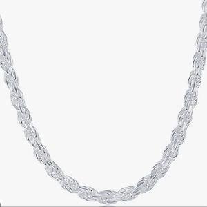 NYC Sterling Unisex Sterling Silver 3.5MM Diamond-Cut Rope Chain Necklace